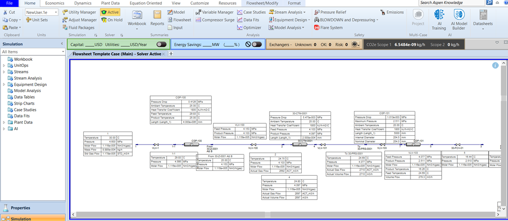 Simulation For Natural Gas Line Size Optimization